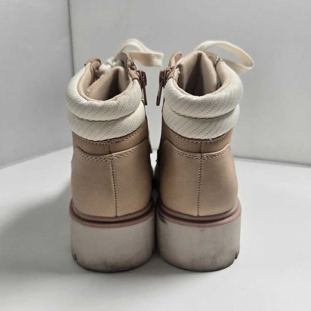 Cat And Jack‎ Girls 2 Youth Kids Ren Lace Up Hiker Boots Bootie Tan Pink